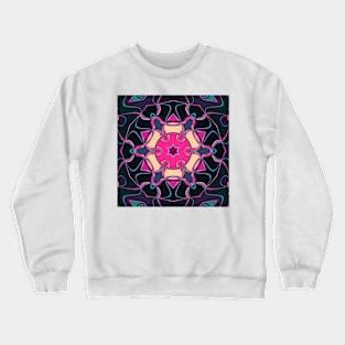 Cartoon Mandala Flower Pink Yellow and Blue Crewneck Sweatshirt